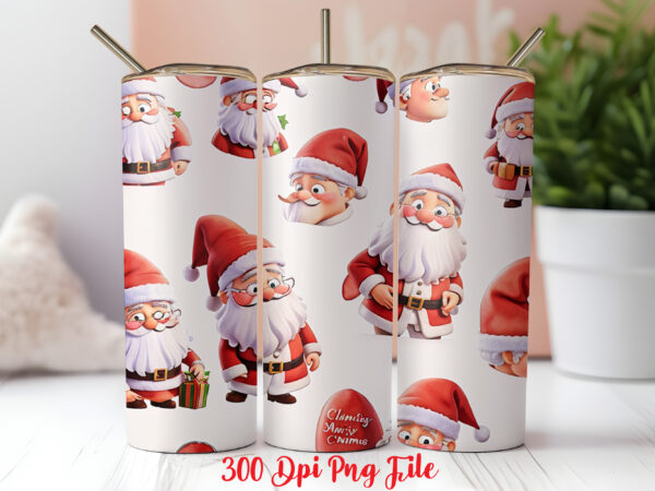 Santa pattern tumbler sublimation wrap designs png