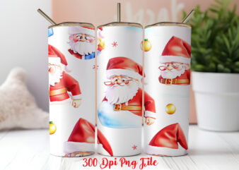 Santa Pattern Tumbler Sublimation Wrap Designs PNG