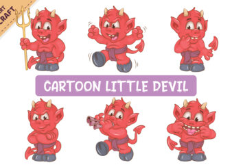 Set of Cartoon Little Devil. Halloween Clipart.