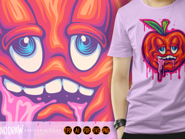 Smile drip hilarious cherry fruit t shirt template vector