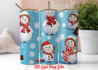 Snowman Claus Pattern Tumbler Sublimation Wrap Designs PNG