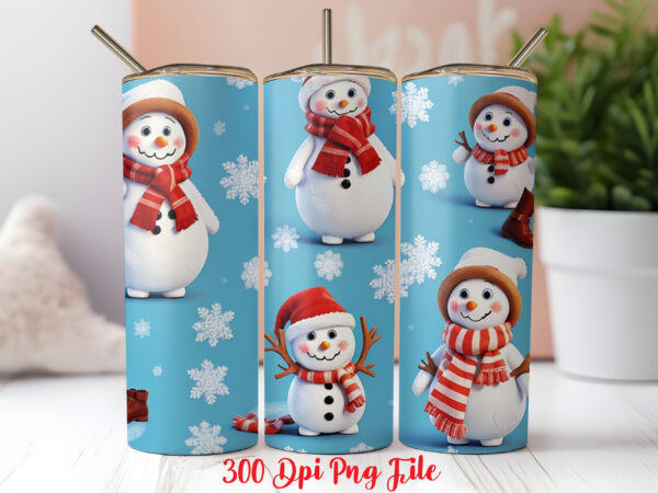 Snowman claus pattern tumbler sublimation wrap designs png