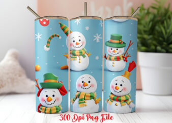 Snowman Claus Pattern Tumbler Sublimation Wrap Designs PNG