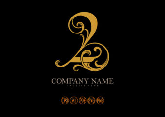 Sophisticated style luxury number 2 monogram logo t shirt template vector