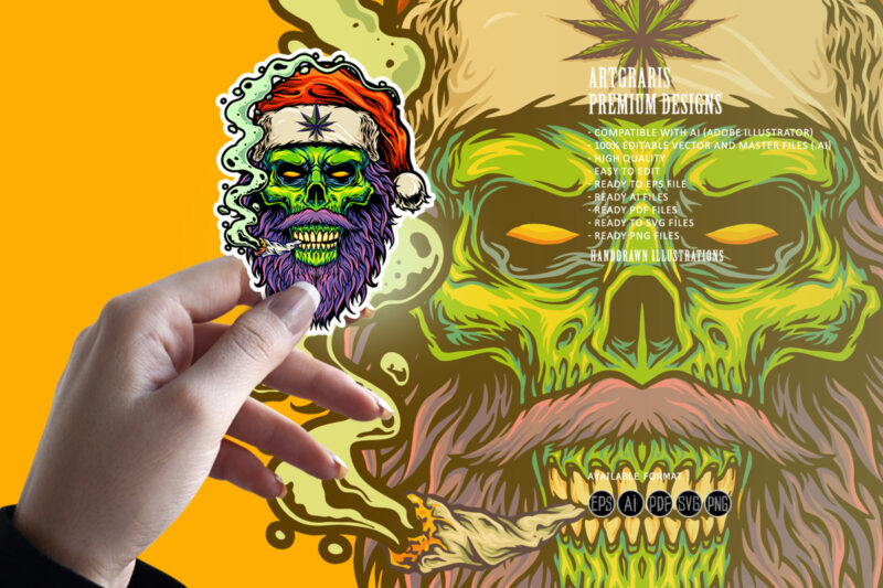 Zombie santa claus gets high cannabis christmas nightmare