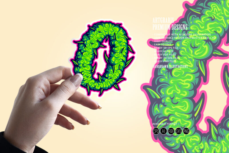 Organic cannabis smoke O letter Illustrations