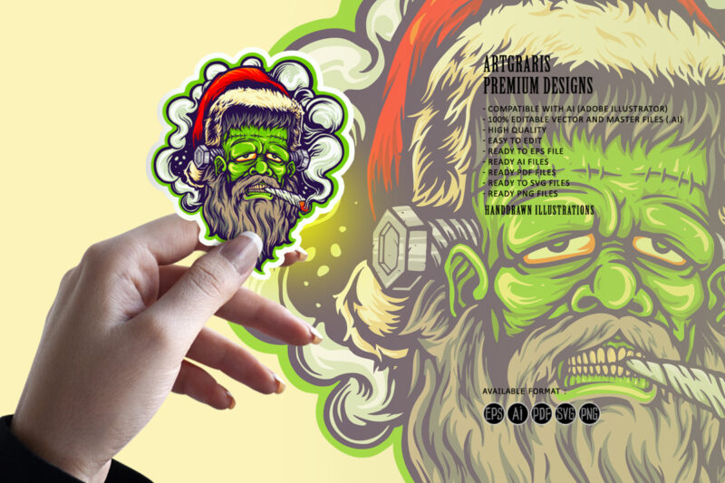 Stoned frankenstein smoking christmas cannabis joint