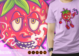 Strawberry punchlines funny weed strain endless laugh t shirt template vector