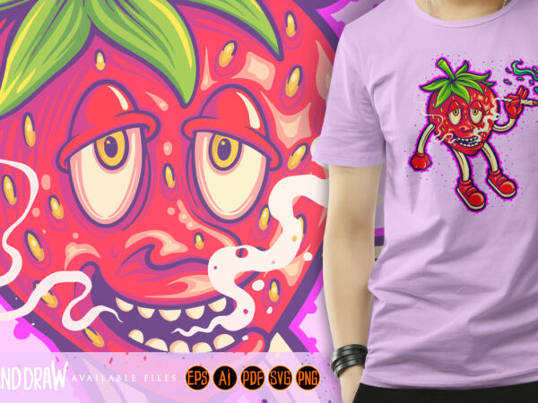 Strawberry punchlines funny weed strain endless laugh t shirt template vector