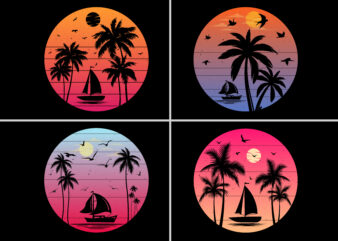 Summer Beach Retro Sunset T-Shirt Graphic