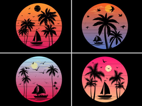 Summer beach retro sunset t-shirt graphic