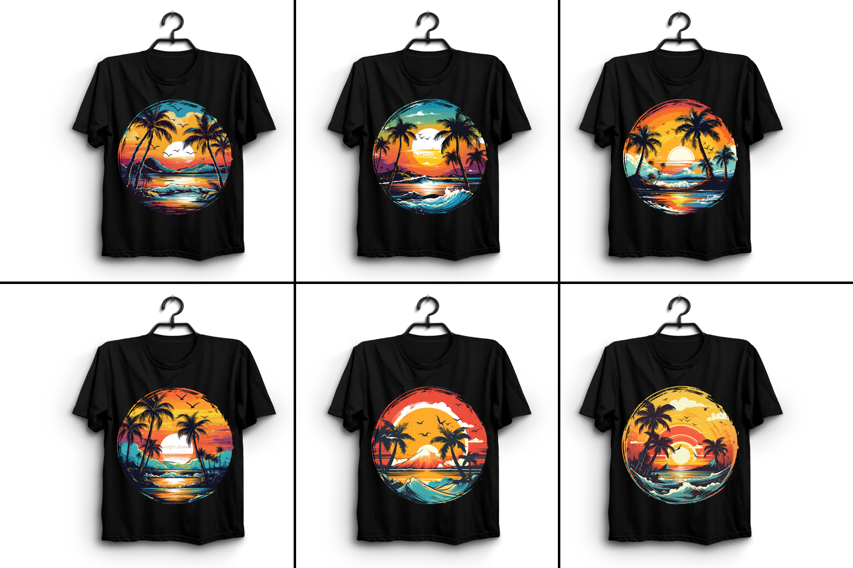 Summer Retro Sunset T-Shirt Graphic Bundle - Buy t-shirt designs
