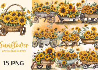 Sunflower Watercolor Clipart t shirt template vector