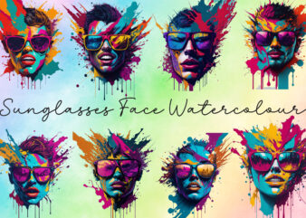 Sunglasses Face Watercolour Clipart