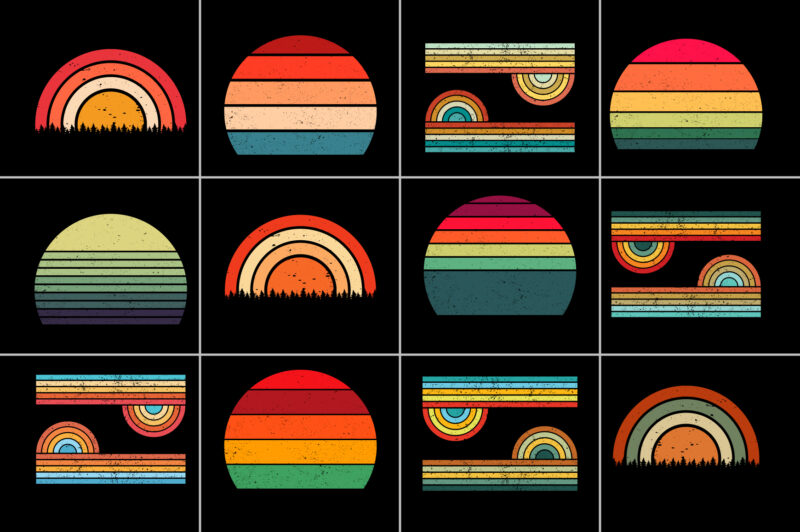 Retro Vintage Sunset Background for T-Shirt Design