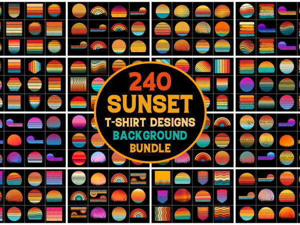 Sunset colorful t-shirt background bundle