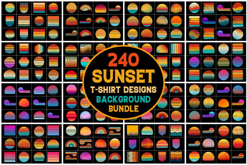 Sunset Colorful T-Shirt Background Bundle