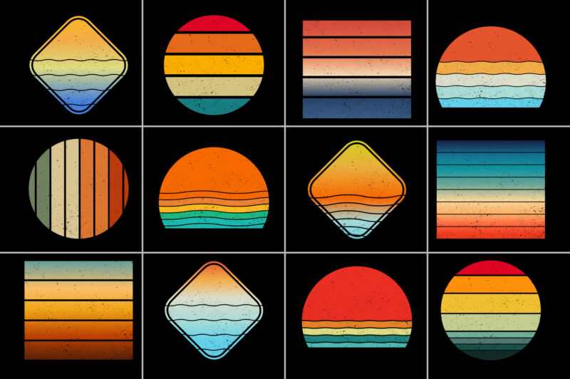 Retro Vintage Sunset Background for T-Shirt Design