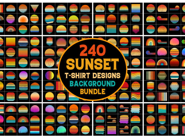 Sunset retro grunge background bundle for t-shirt design