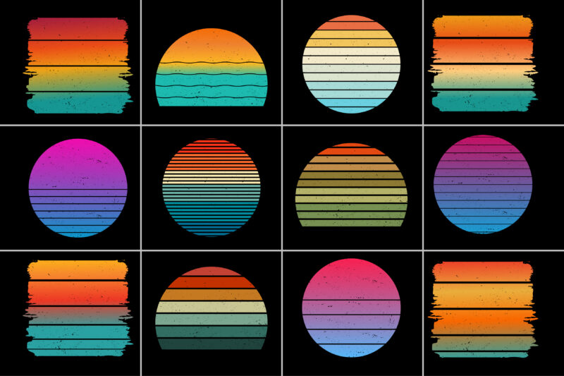 Sunset Colorful T-Shirt Background Bundle