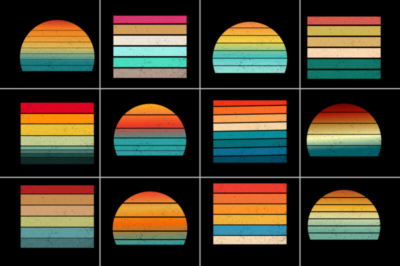 Retro Vintage Sunset Background for T-Shirt Design