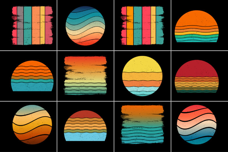 Sunset Colorful T-Shirt Background Bundle