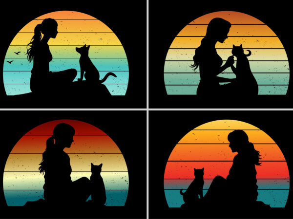 Sunset retro vintage cat lover t-shirt graphic Sunset retro vintage cat lover t-shirt graphic
