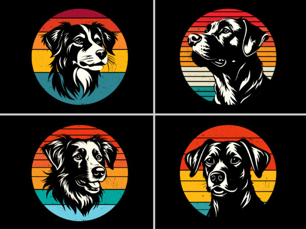 Sunset retro vintage dog t-shirt graphic