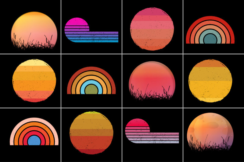 Retro Vintage Sunset Background for T-Shirt Design