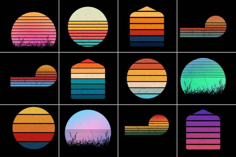 Retro Vintage Sunset Background for T-Shirt Design