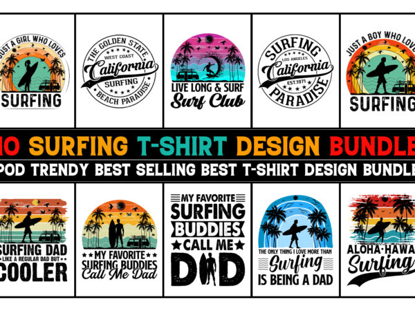 Surfing t-shirt design bundle