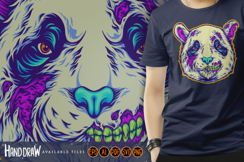 Imagination horror scary panda head zombie