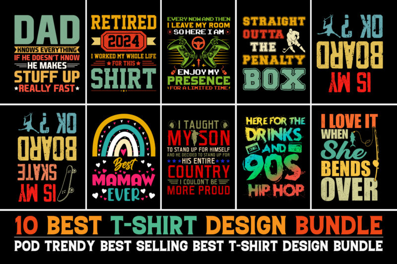 100 Best Selling T-Shirt Design Bundle