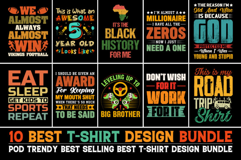 100 Best Selling T-Shirt Design Bundle