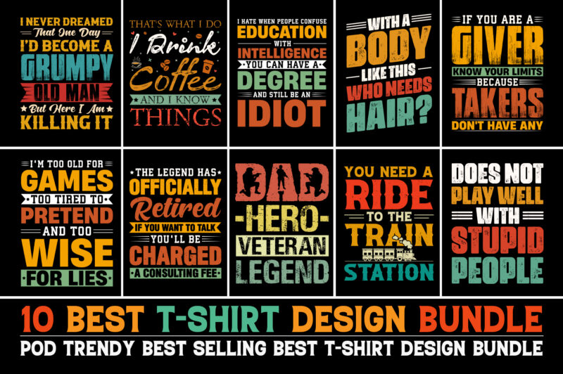 100 Best Selling T-Shirt Design Bundle