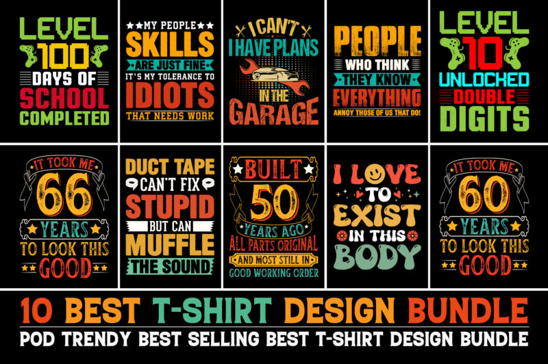 100 Best Selling T-Shirt Design Bundle