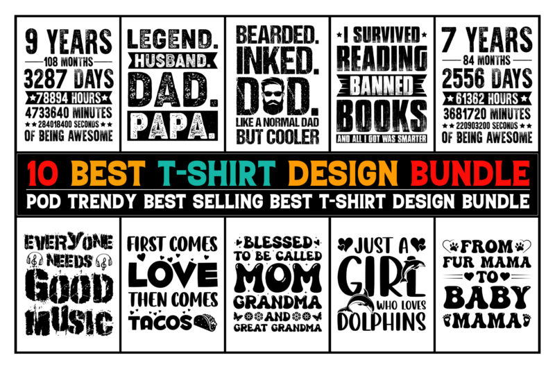 T-Shirt Design Bundle for POD