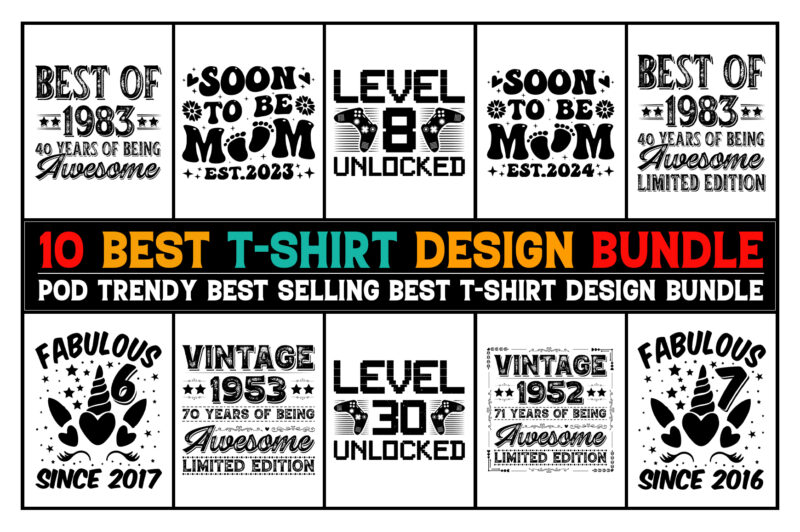 T-Shirt Design Bundle for POD