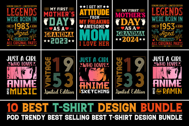 100 Best Selling T-Shirt Design Bundle