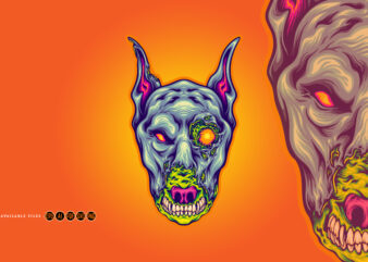 Terrifying nightmares dog head monster t shirt designs for sale