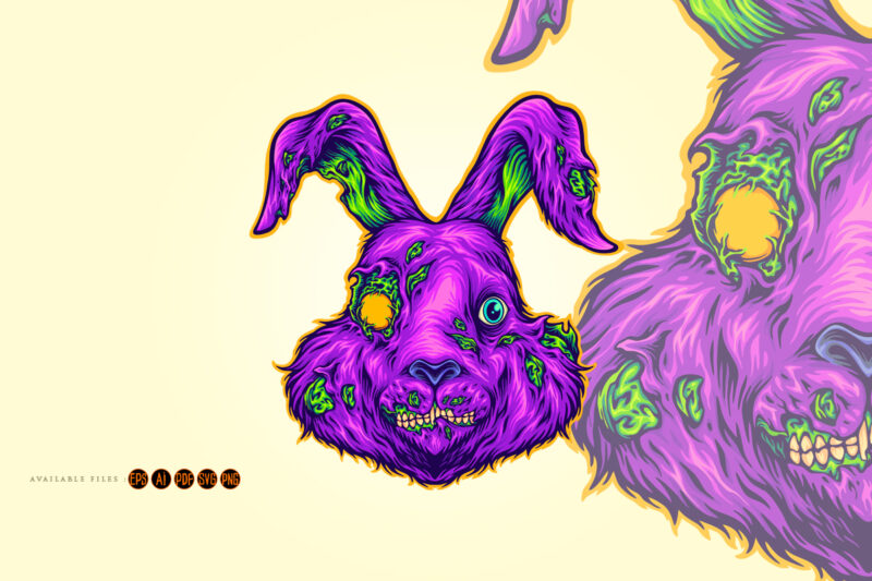 Terrifying scary bunny head zombie monster