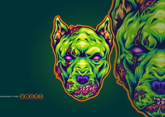 Terrifying transformation scary dog head zombie t shirt designs for sale