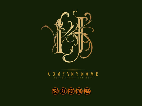 Timeless beauty classic gold floral h letter monogram logo t shirt designs for sale Timeless beauty classic gold floral h letter monogram logo t shirt designs for sale