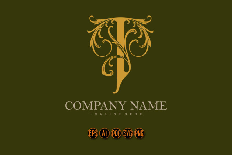 Timeless elegance vintage gold T monogram letter logo