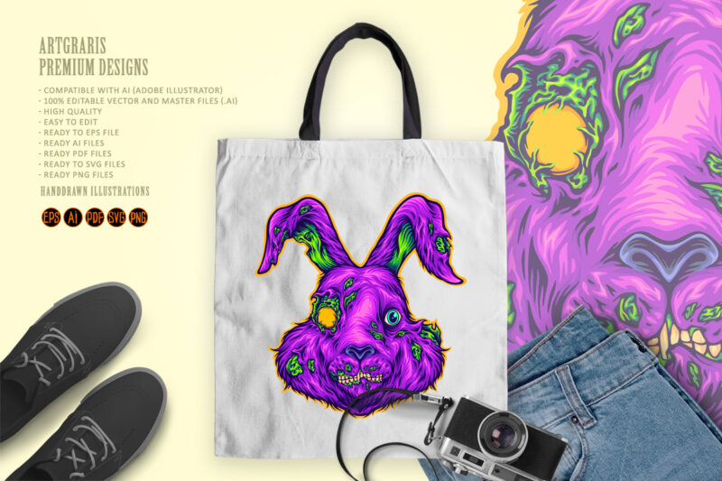 Terrifying scary bunny head zombie monster