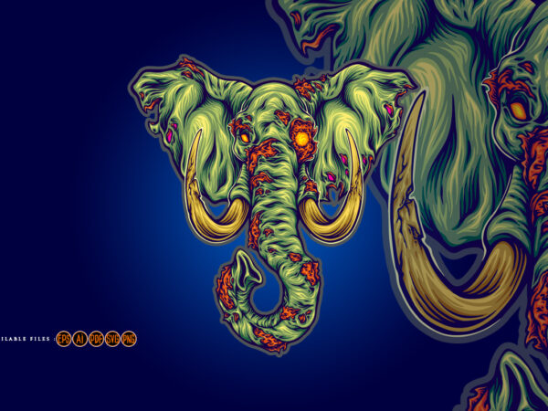 Trapped nightmares horrifying zombie elephant head t shirt designs for sale Trapped nightmares horrifying zombie elephant head t shirt designs for sale