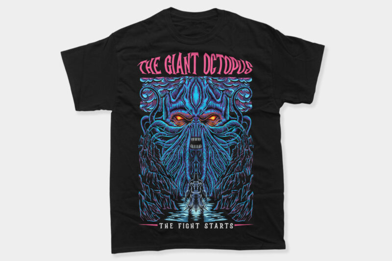 Halloween Giant Monsters Dark Art T-shirt Designs Vector, Creepy Illustration T shirt Artwork