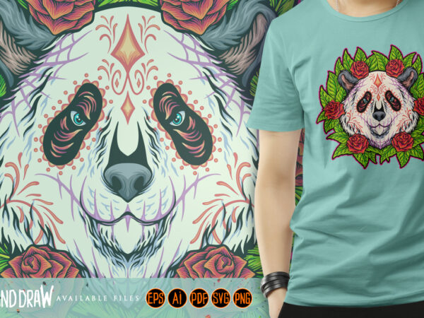 Vibrant celebrations dia de los muertos panda head t shirt vector art