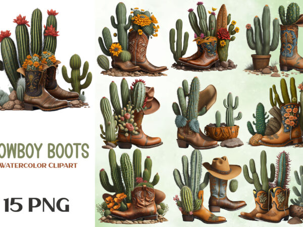 Vintage cowboy hat, cowboy boots clipart t shirt vector art