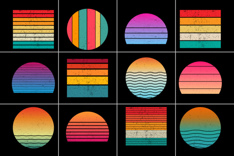 Retro Vintage Sunset Background for T-Shirt Design